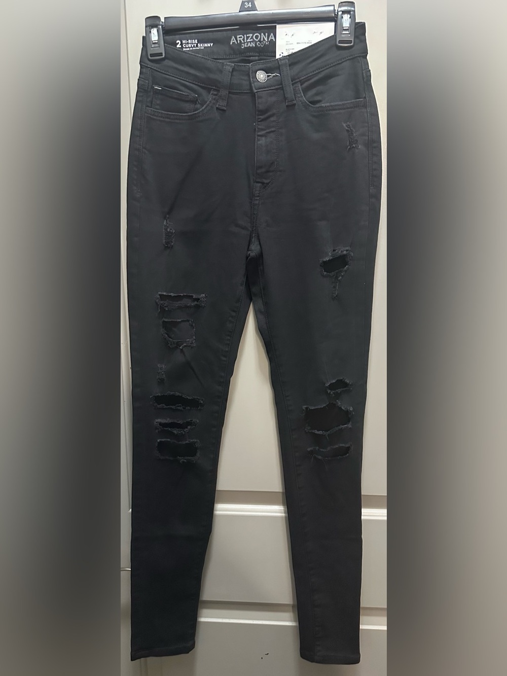 Arizona Size 2 Black Hi-Rise Curvy Skinny Jeans NWT